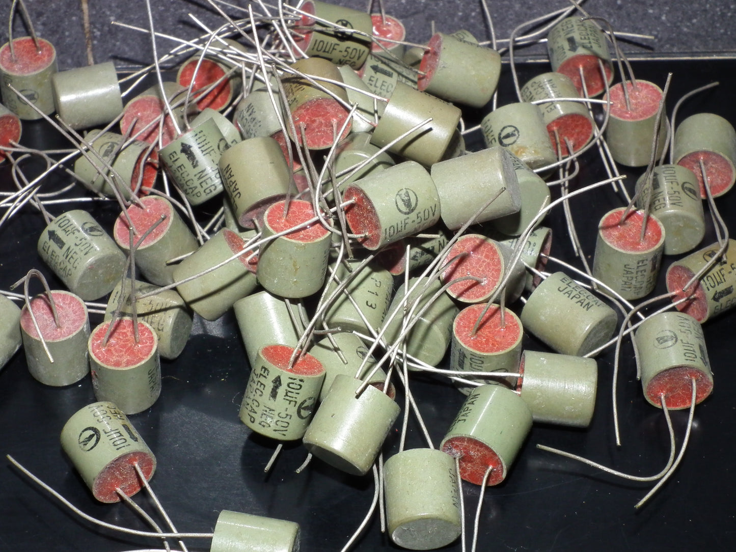 Two (2 pcs) Vintage NOS Capacitors Elecap Japan 10uF 50V