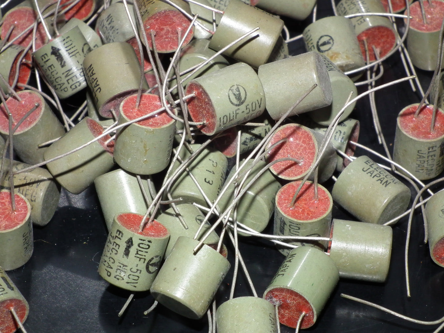 Two (2 pcs) Vintage NOS Capacitors Elecap Japan 10uF 50V