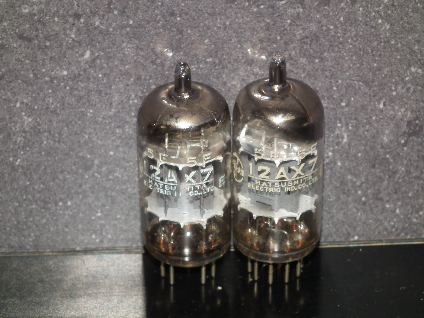 ECC83 12AX7 Matsushita Used tested NOS Matched Pair Inclined big O getter