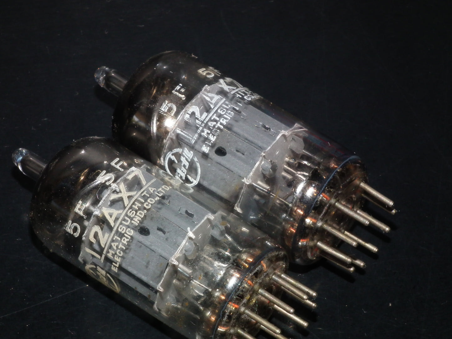 ECC83 12AX7 Matsushita Used tested NOS Matched Pair Inclined big O getter