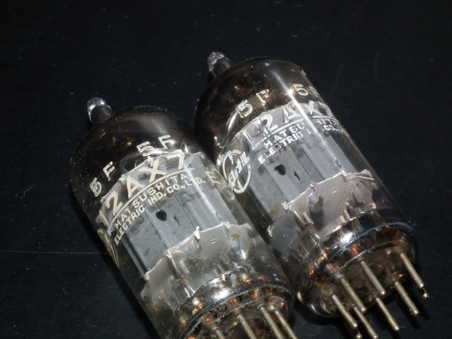 ECC83 12AX7 Matsushita Used tested NOS Matched Pair Inclined big O getter