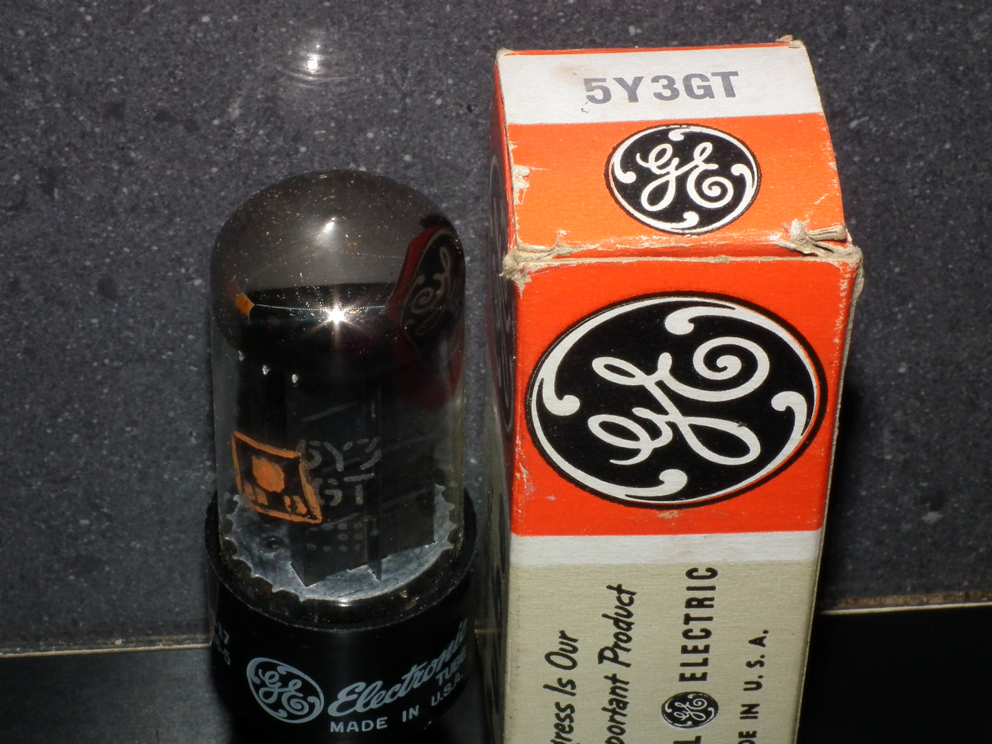 5Y3GT GE Vacuum Tube Rectifier NOS NIB Black plates STAMP
