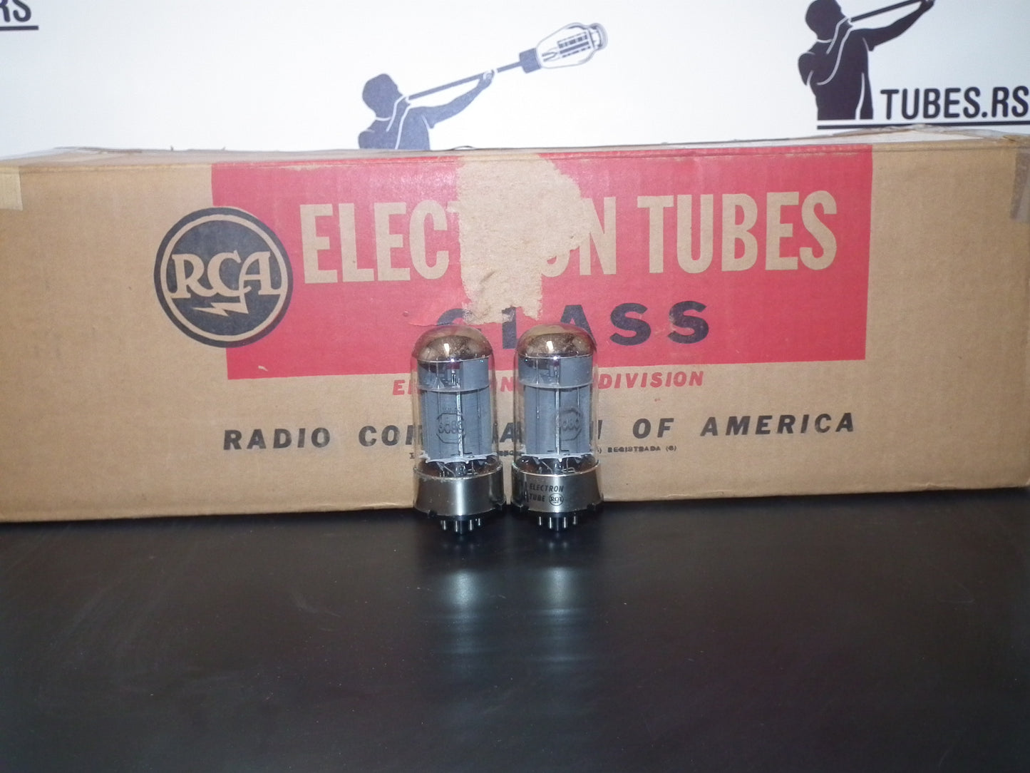 RCA 6080 6AS7 5998 Matched pair NOS, black plates, triple mica