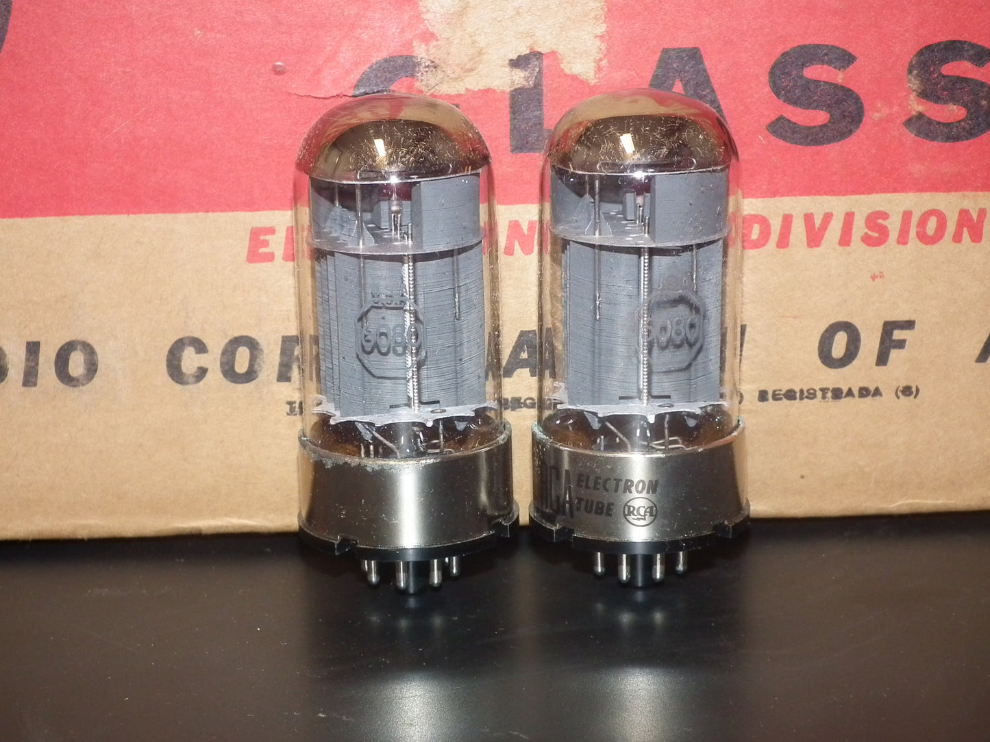 RCA 6080 6AS7 5998 Matched pair NOS, black plates, triple mica