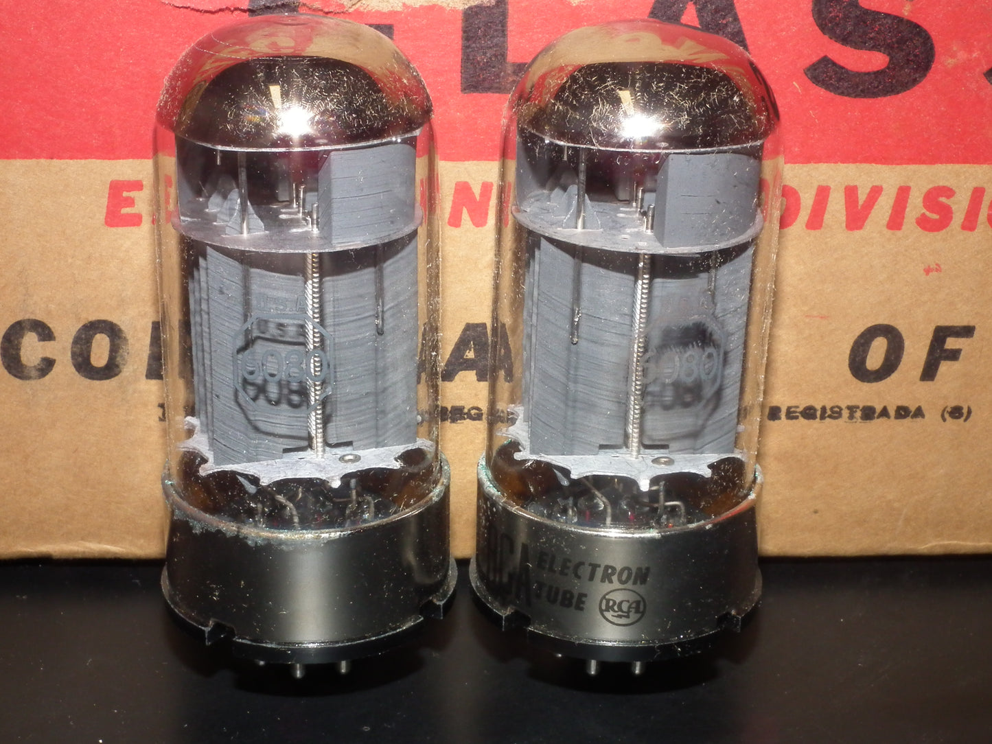 RCA 6080 6AS7 5998 Matched pair NOS, black plates, triple mica