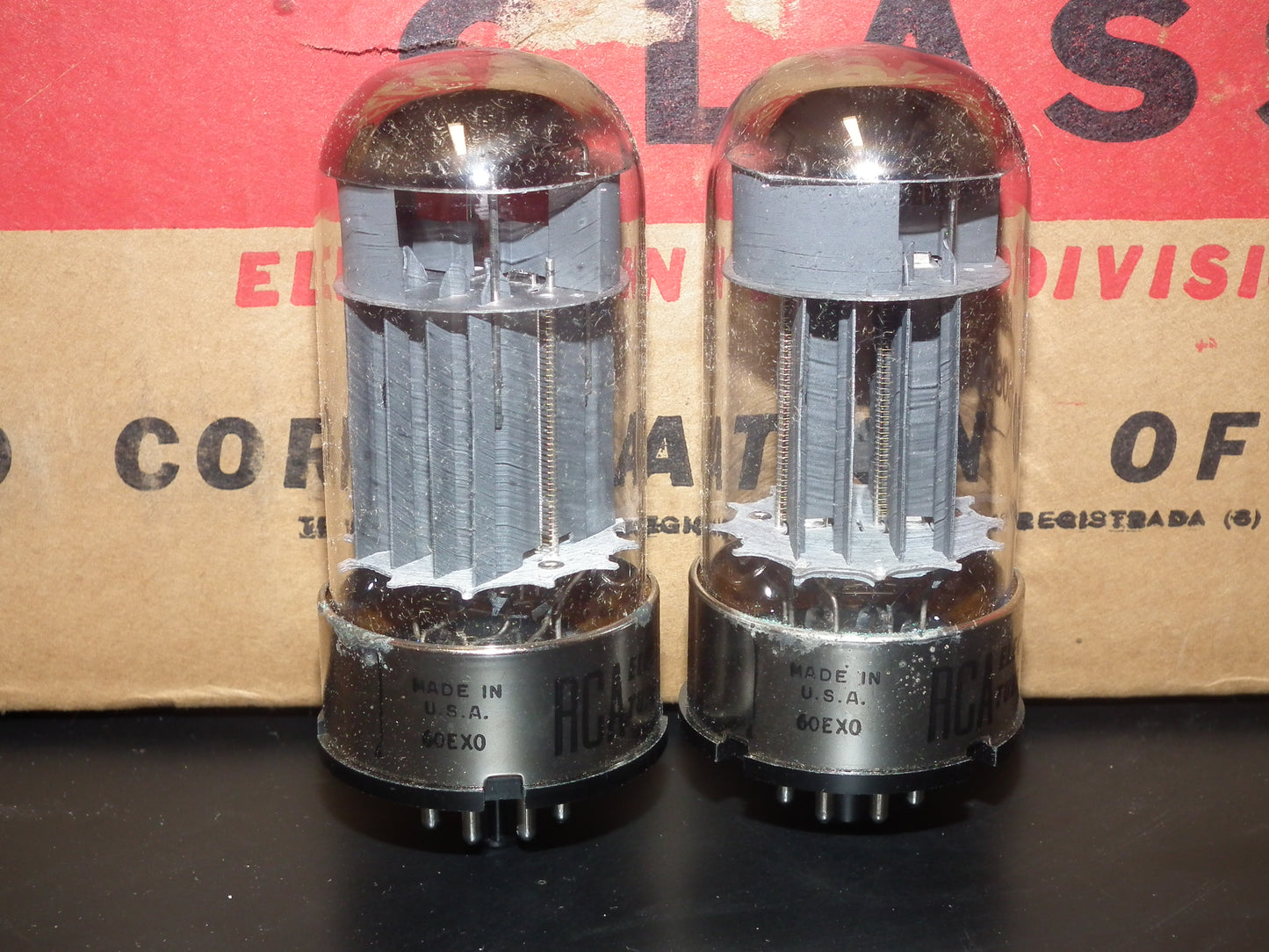 RCA 6080 6AS7 5998 Matched pair NOS, black plates, triple mica