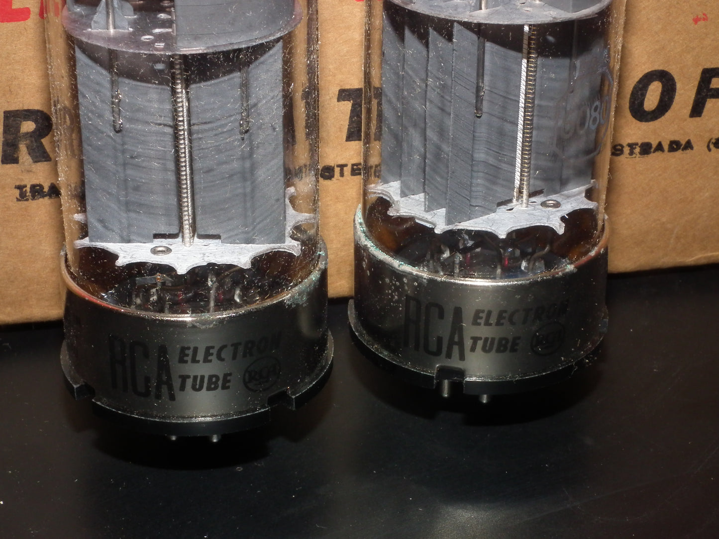 RCA 6080 6AS7 5998 Matched pair NOS, black plates, triple mica