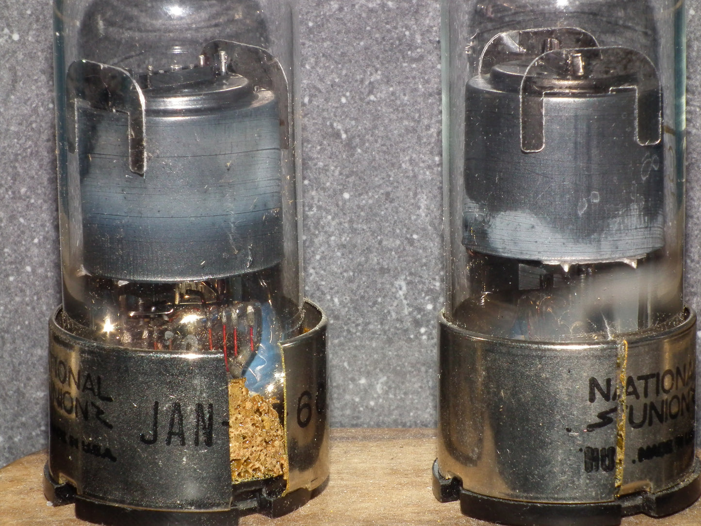 Matched Pair NOS National Union 6C5GT Cracked Metal Collar