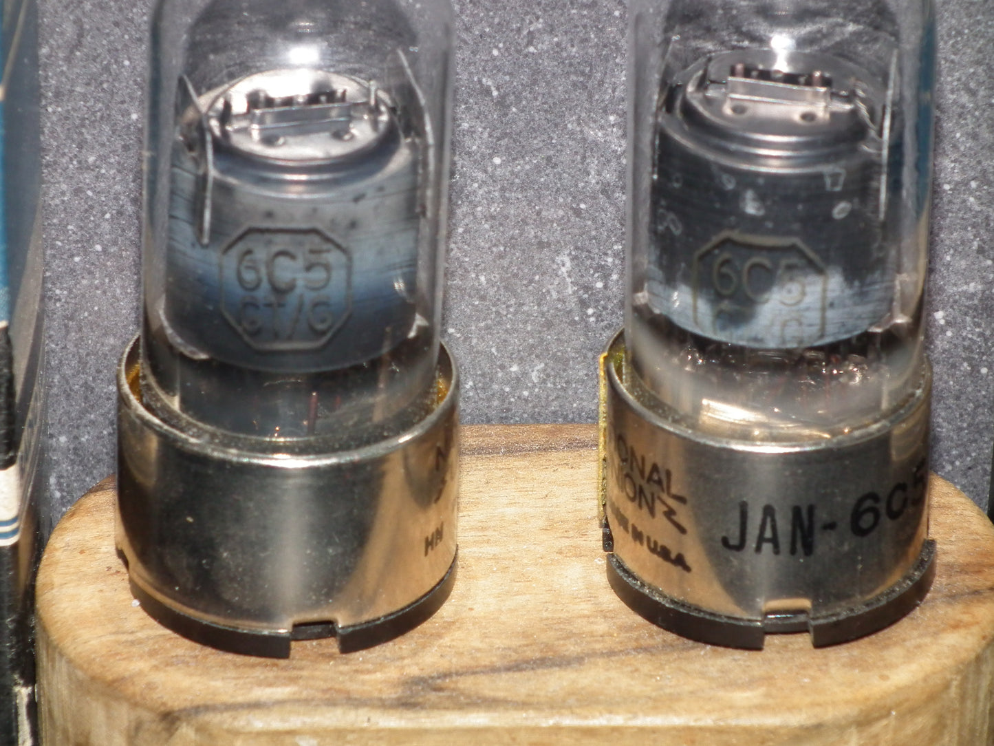 Matched Pair NOS National Union 6C5GT Cracked Metal Collar