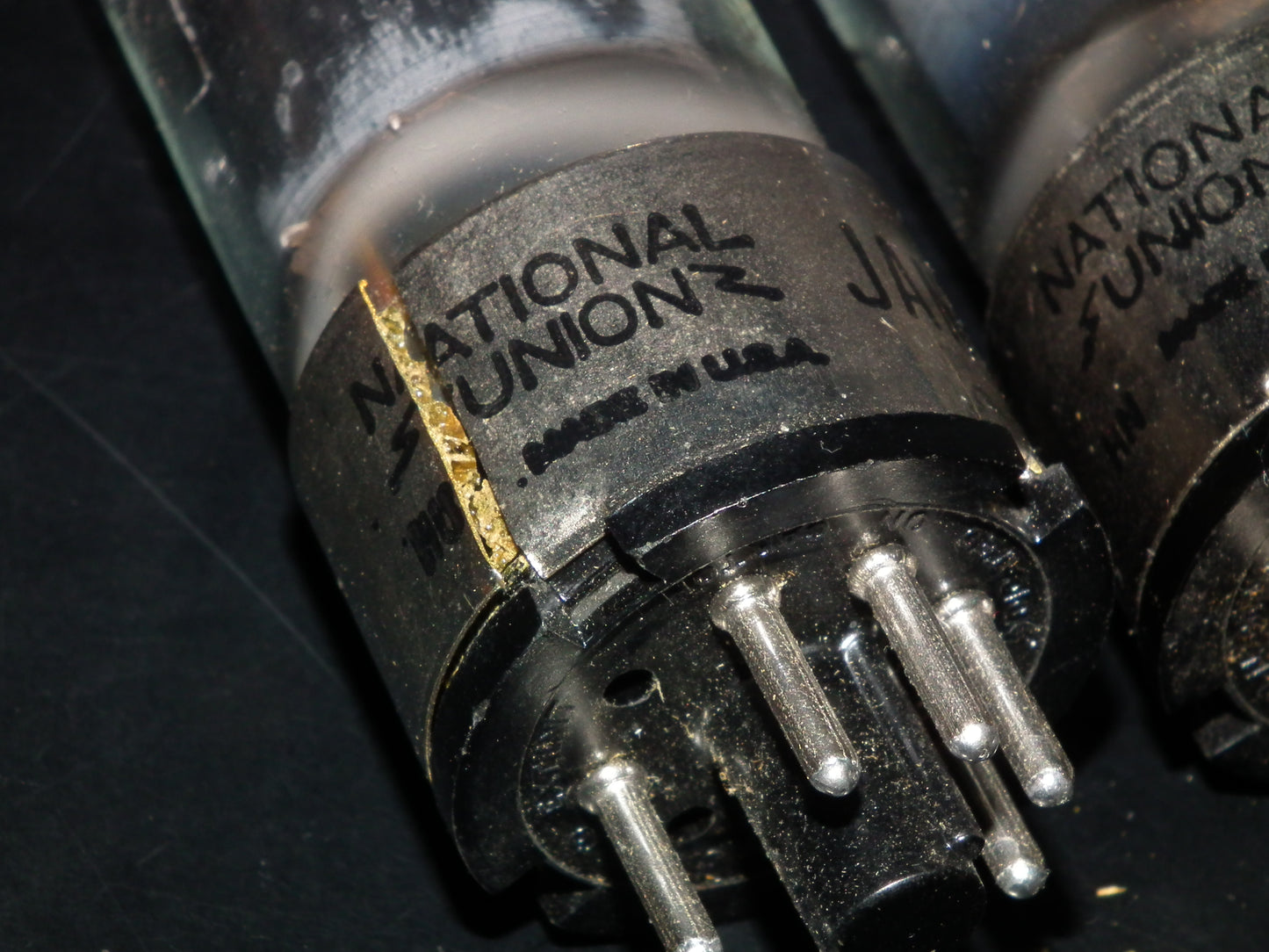 Matched Pair NOS National Union 6C5GT Cracked Metal Collar