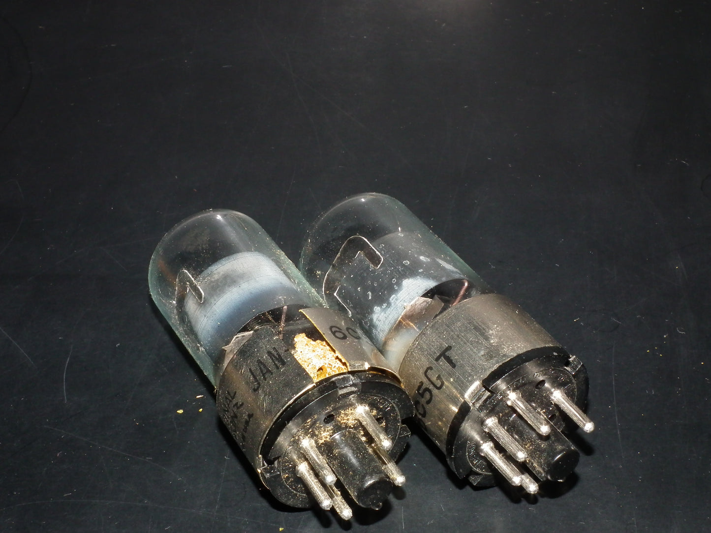 Matched Pair NOS National Union 6C5GT Cracked Metal Collar