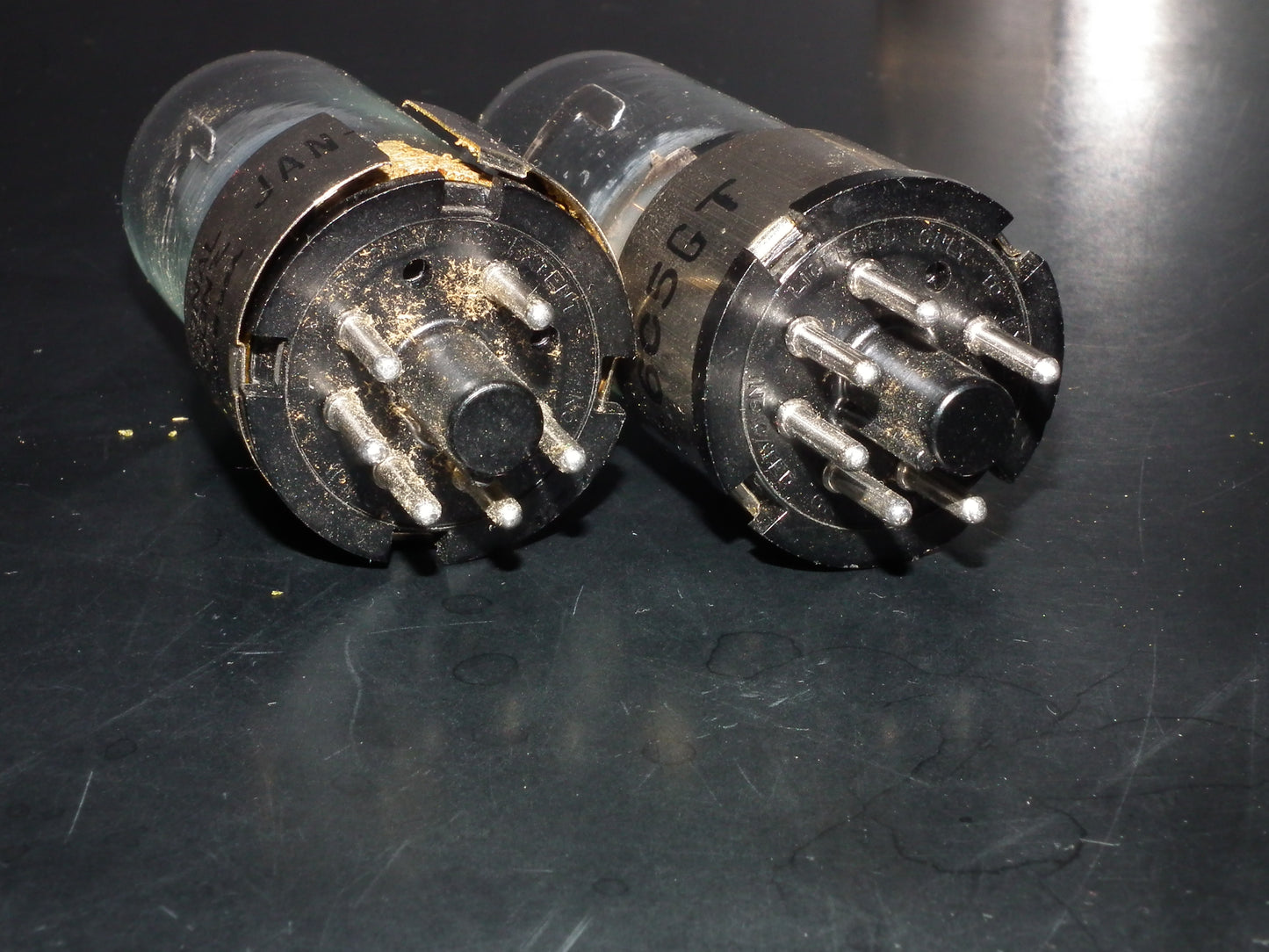 Matched Pair NOS National Union 6C5GT Cracked Metal Collar