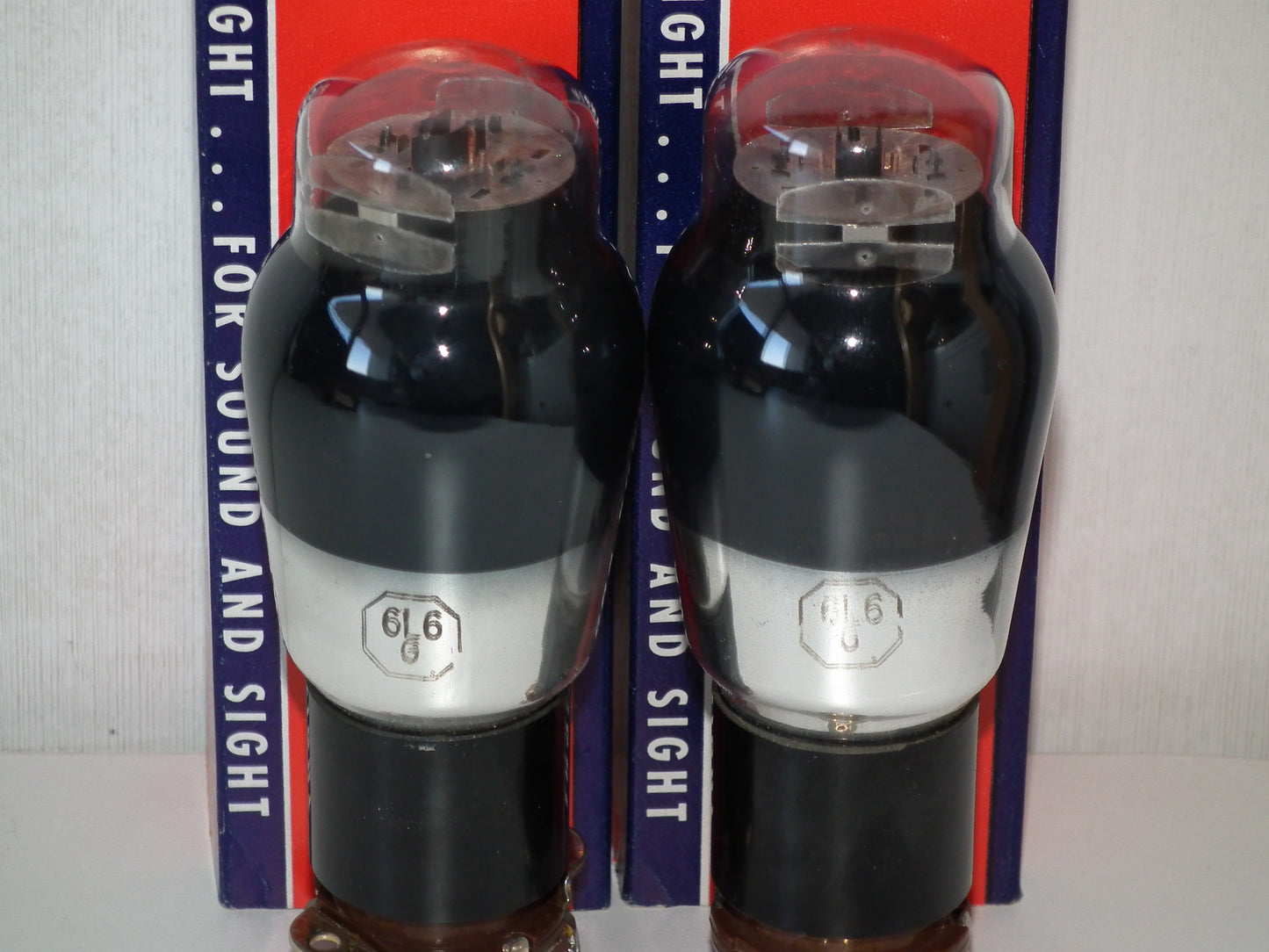Matched pair 6L6G RAYTHEON US Black coated glass, the same batch FENDER