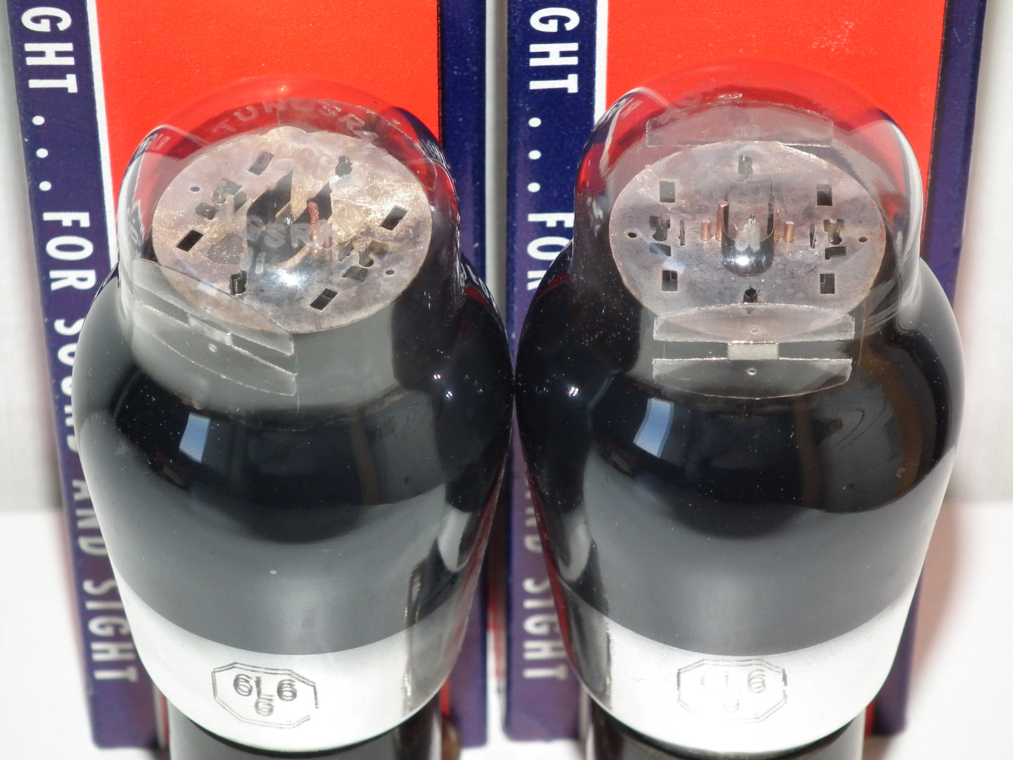 Matched pair 6L6G RAYTHEON US Black coated glass, the same batch FENDER