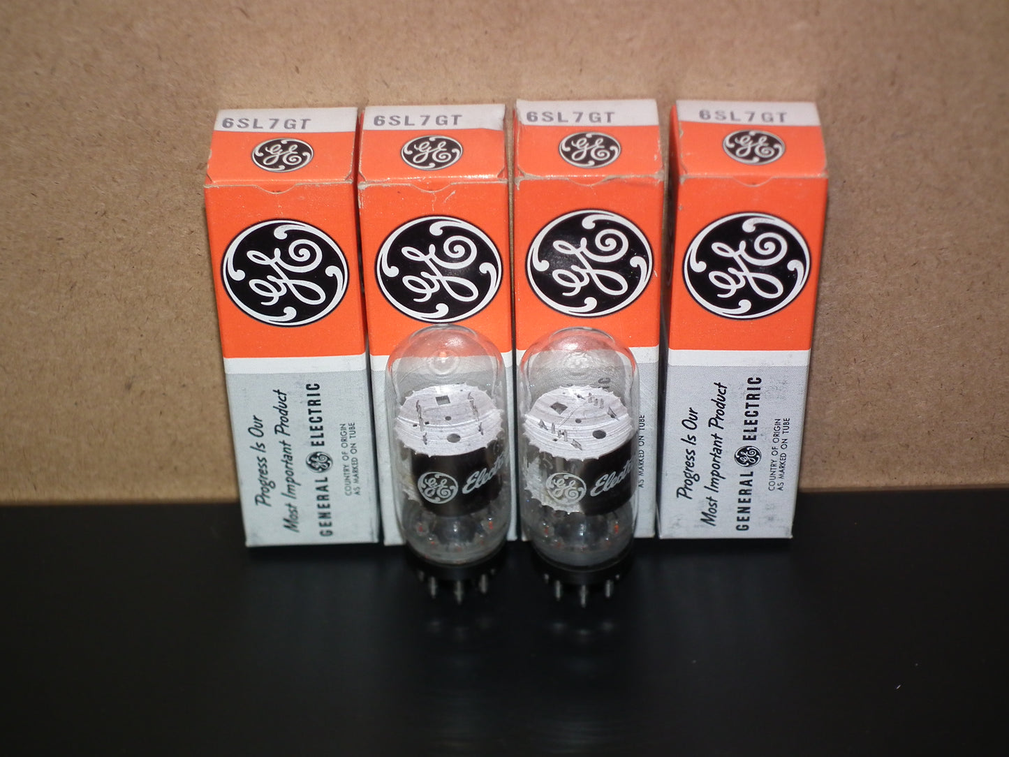 6SL7GT General Electric VT-229 NOS NIB Matched Pair Coin Base