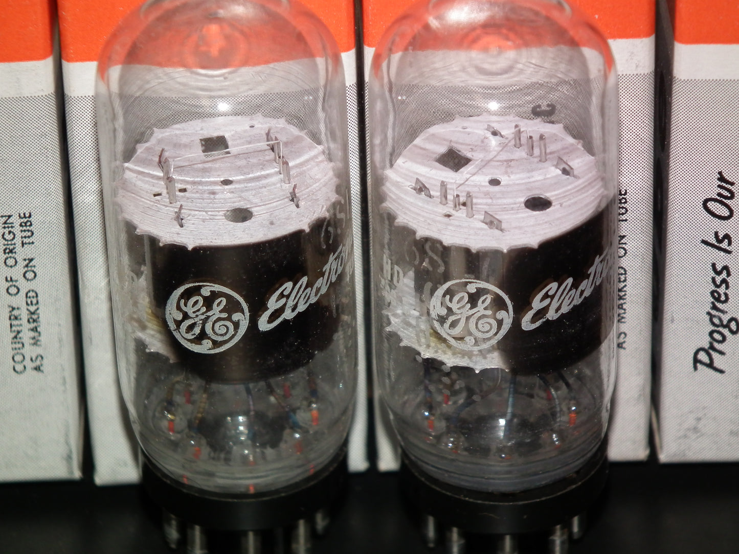 6SL7GT General Electric VT-229 NOS NIB Matched Pair Coin Base