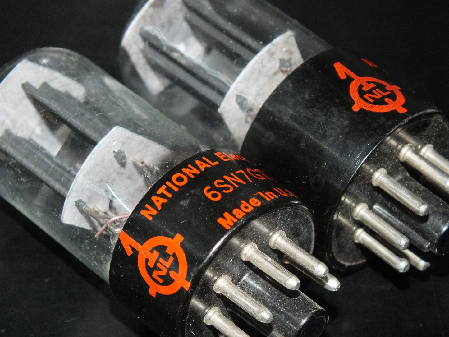 Matched Pair 6SN7GTB National Electronics D Getter Black Anodes