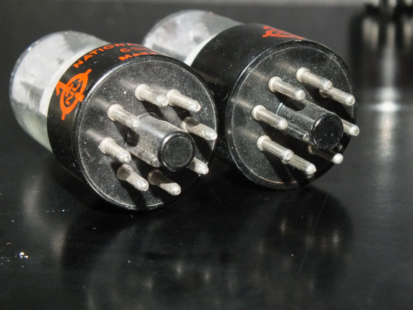 Matched Pair 6SN7GTB National Electronics D Getter Black Anodes