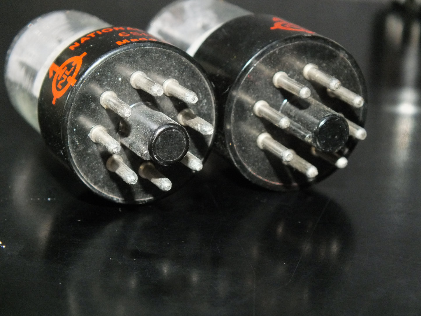 Matched Pair 6SN7GTB National Electronics D Getter Black Anodes