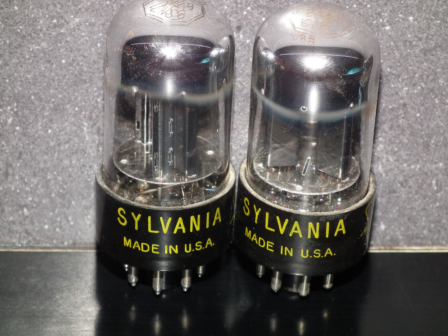 6SN7GTB Sylvania Black Anodes Bad Boy Chrome Tops Matched Pair