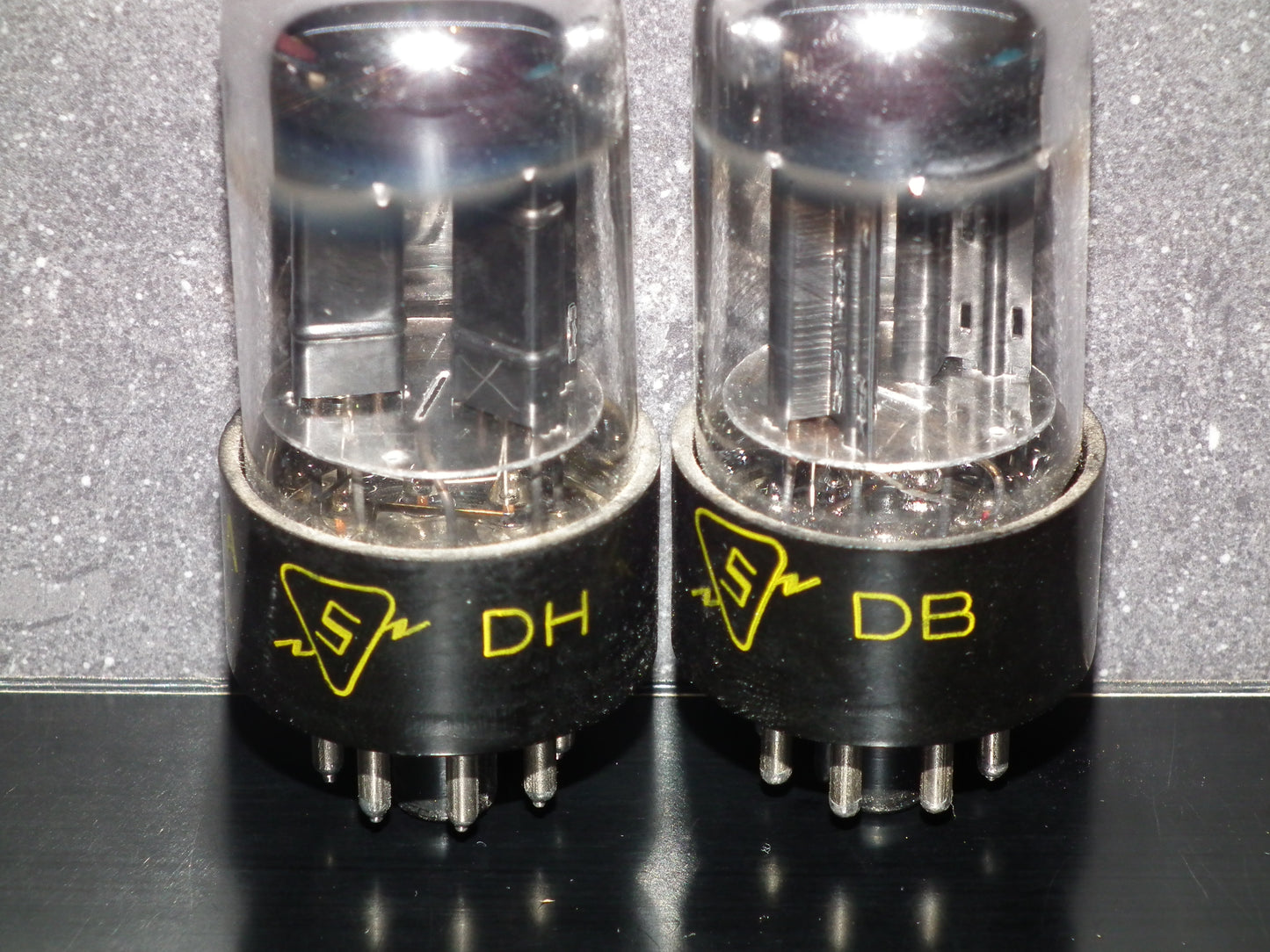 6SN7GTB Sylvania Black Anodes Bad Boy Chrome Tops Matched Pair