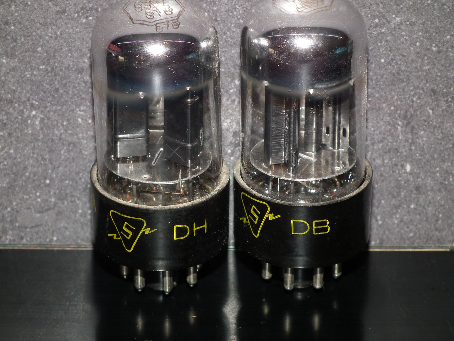6SN7GTB Sylvania Black Anodes Bad Boy Chrome Tops Matched Pair