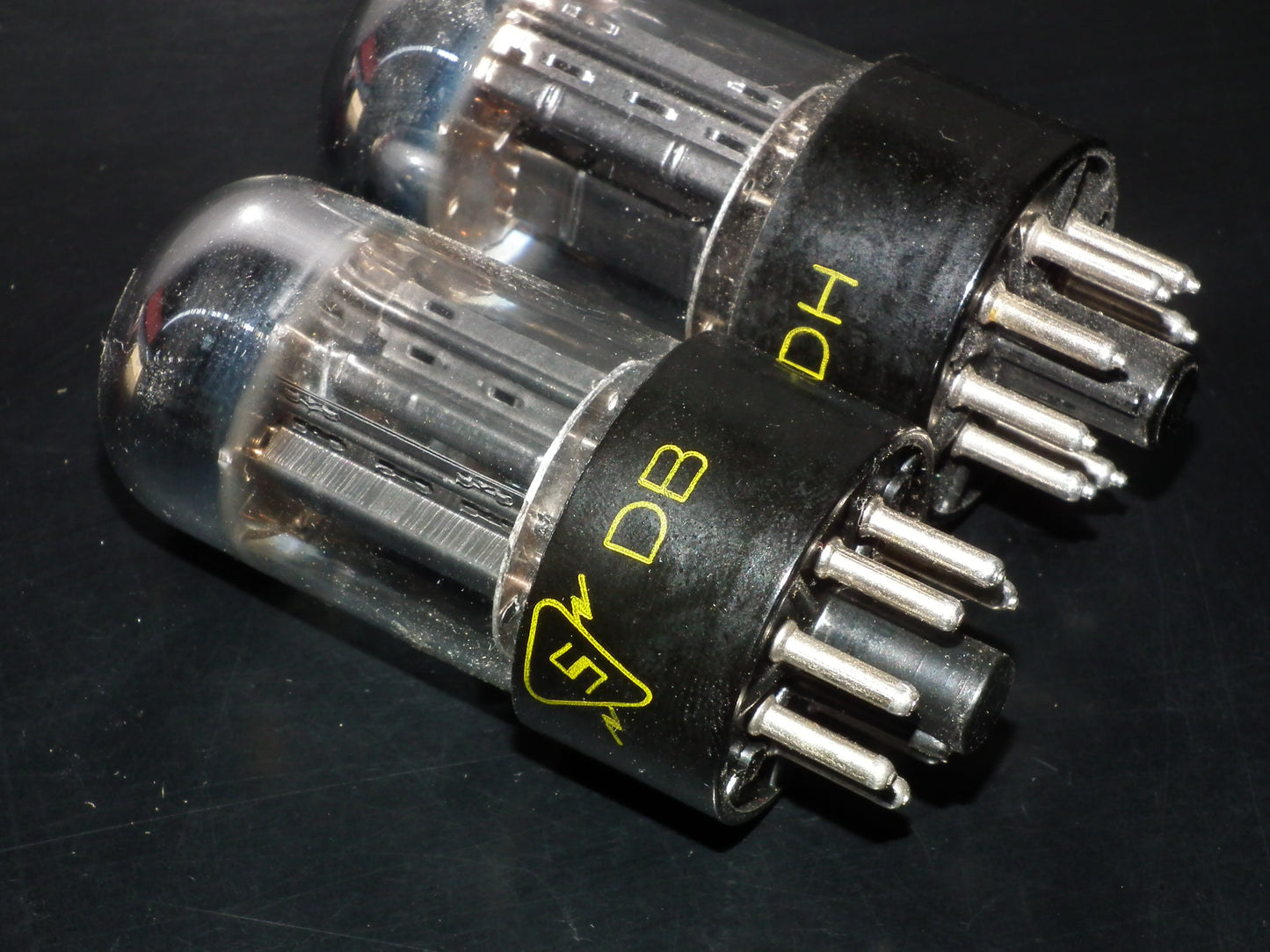 6SN7GTB Sylvania Black Anodes Bad Boy Chrome Tops Matched Pair