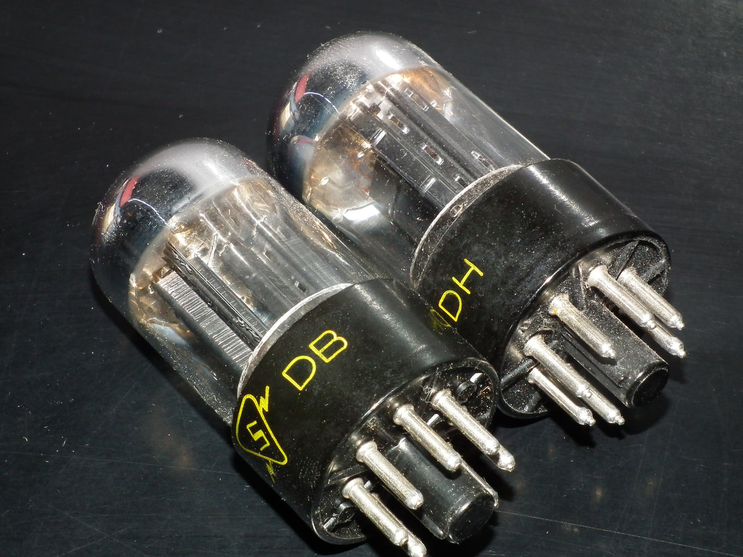 6SN7GTB Sylvania Black Anodes Bad Boy Chrome Tops Matched Pair