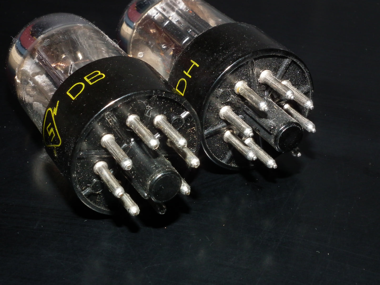 6SN7GTB Sylvania Black Anodes Bad Boy Chrome Tops Matched Pair
