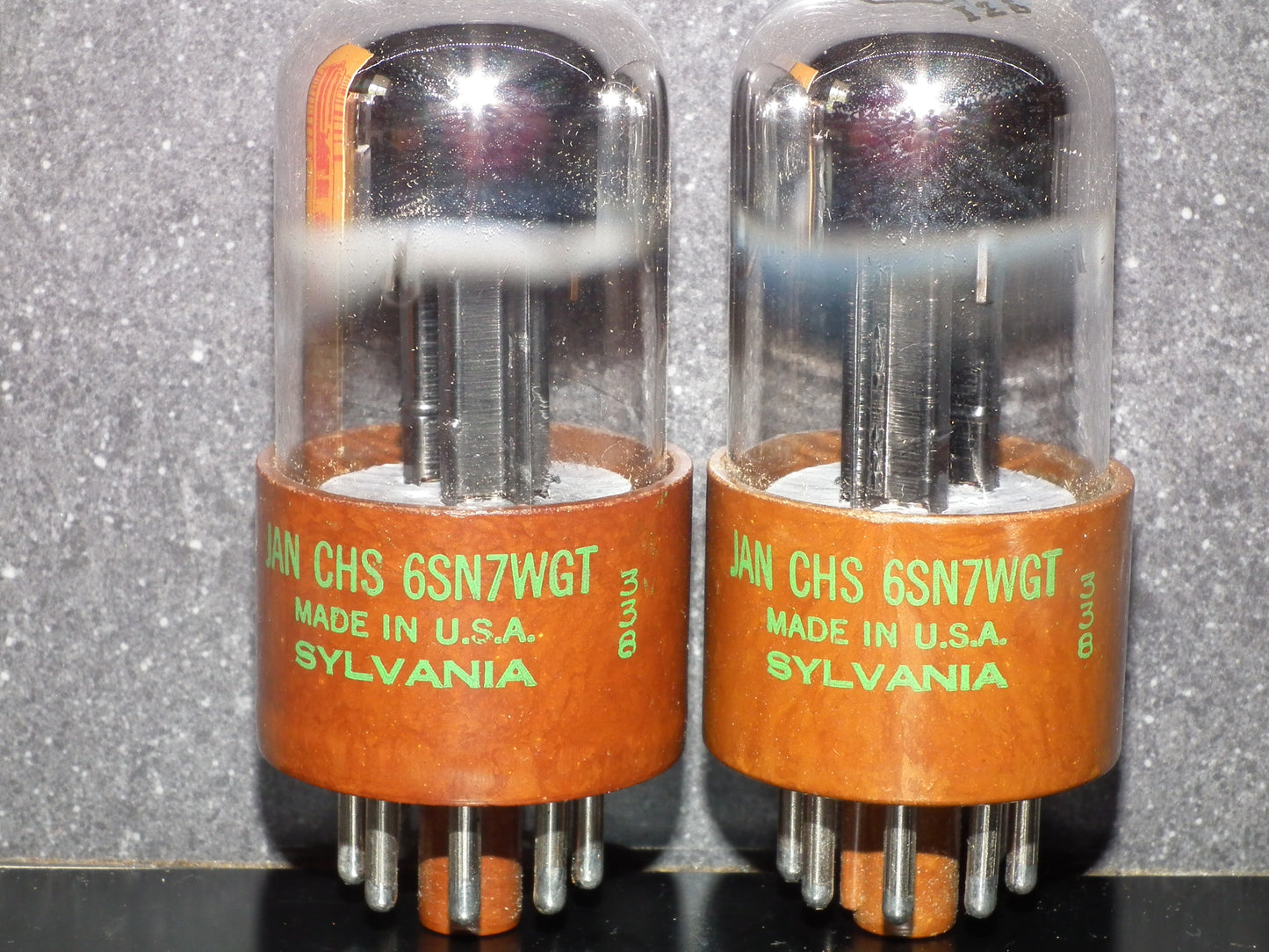 Matched Pair RARE 6SN7WGT Sylvania NOS Chrome Tops RARE Brown base JAN CHS