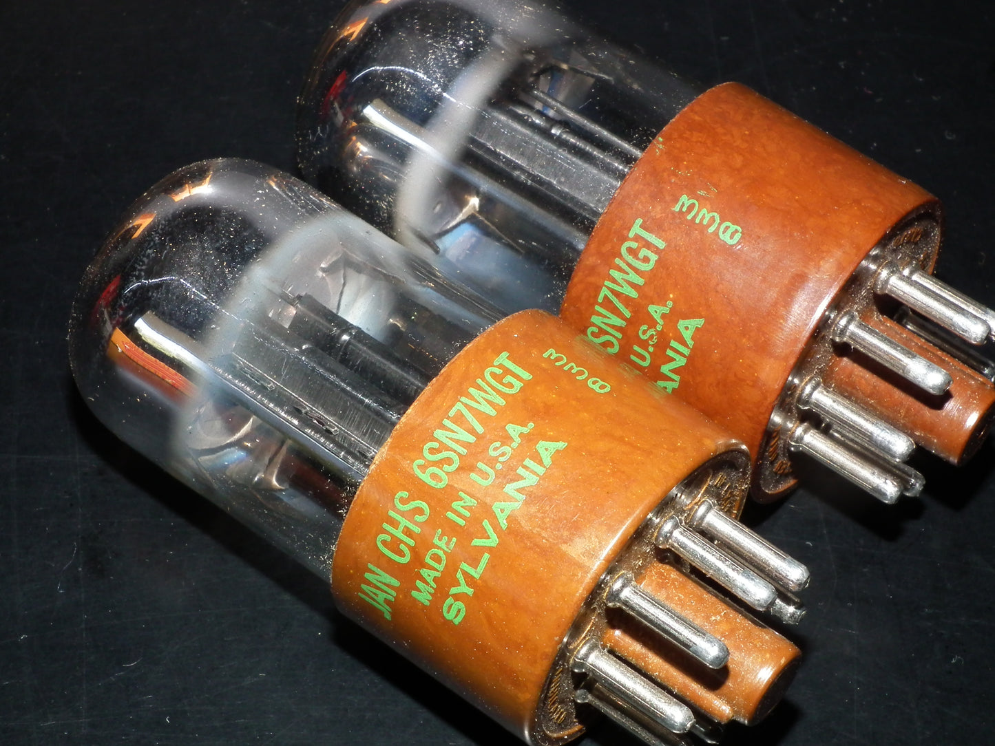 Matched Pair RARE 6SN7WGT Sylvania NOS Chrome Tops RARE Brown base JAN CHS