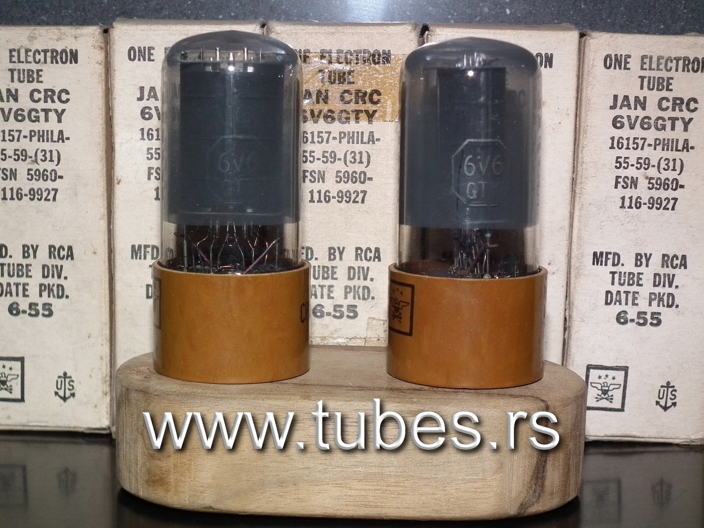 Platinum matched pair 6V6GTY RCA Black Plates Gray Coated NOS NIB JAN boxes