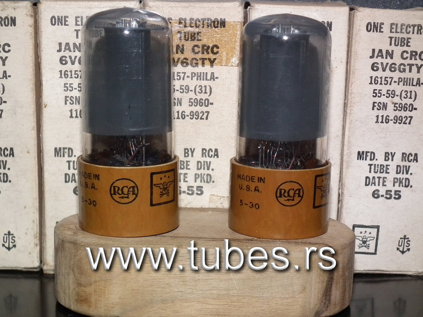 Platinum matched pair 6V6GTY RCA Black Plates Gray Coated NOS NIB JAN boxes