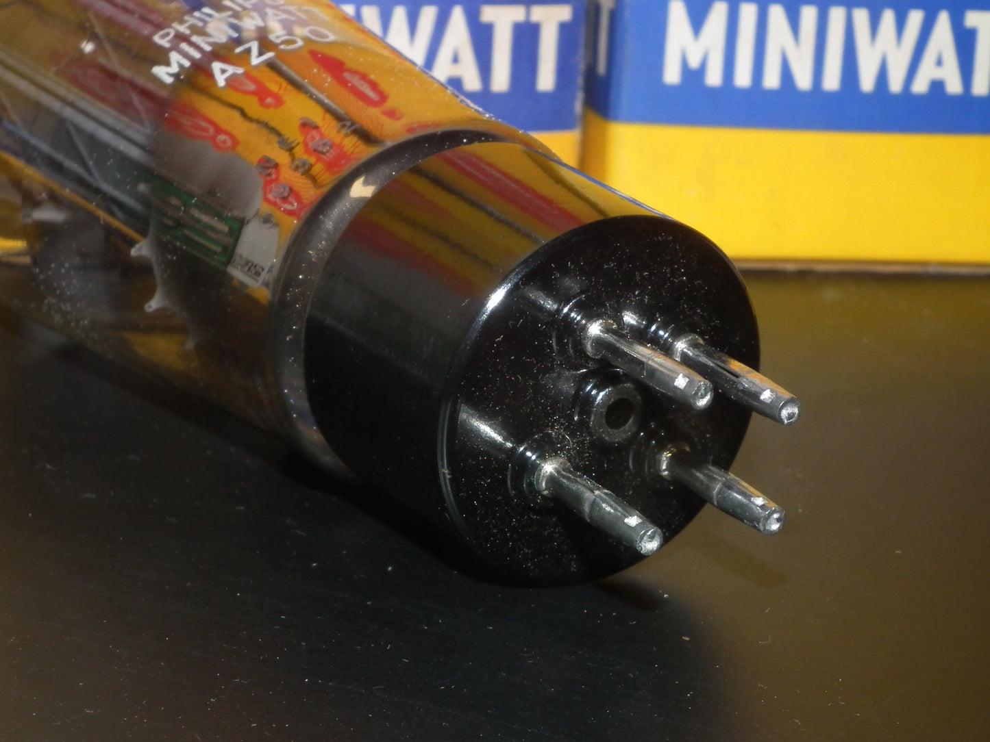 AZ50 Mullard Philips rectifier NOS NIB, dual OO getter, Blackburn 1963