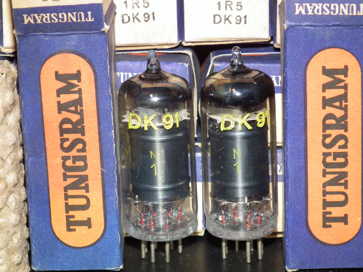 Platinum matched pair DK91 Tungsram 1R5 Black Anodes April 1957