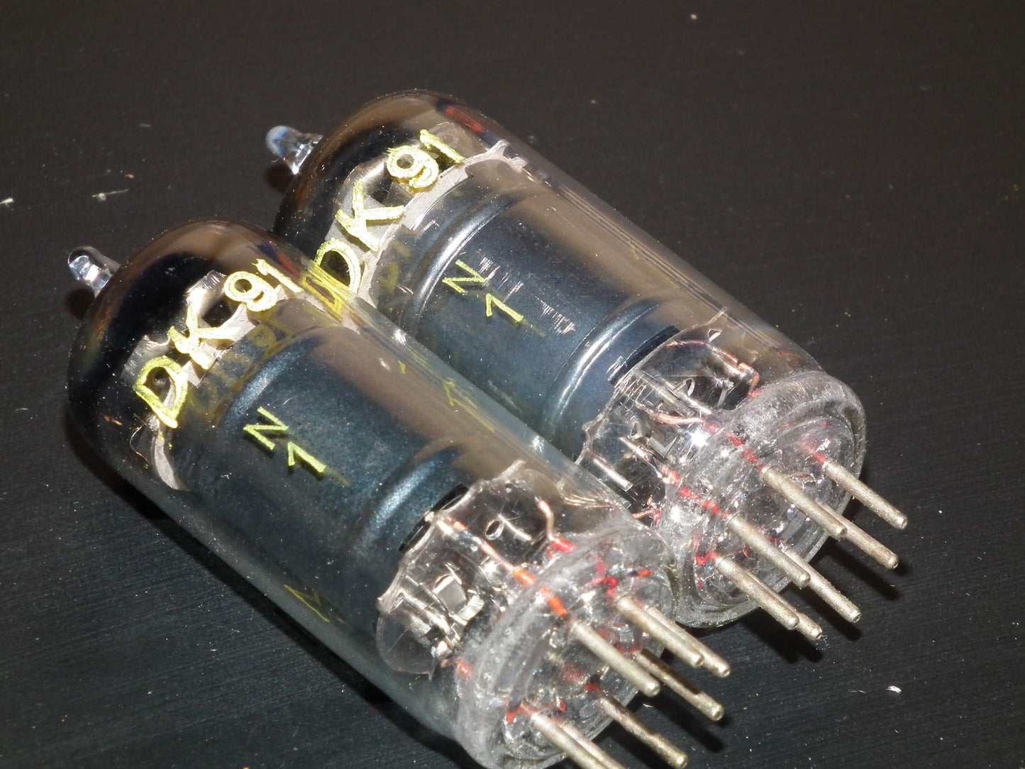 Platinum matched pair DK91 Tungsram 1R5 Black Anodes April 1957