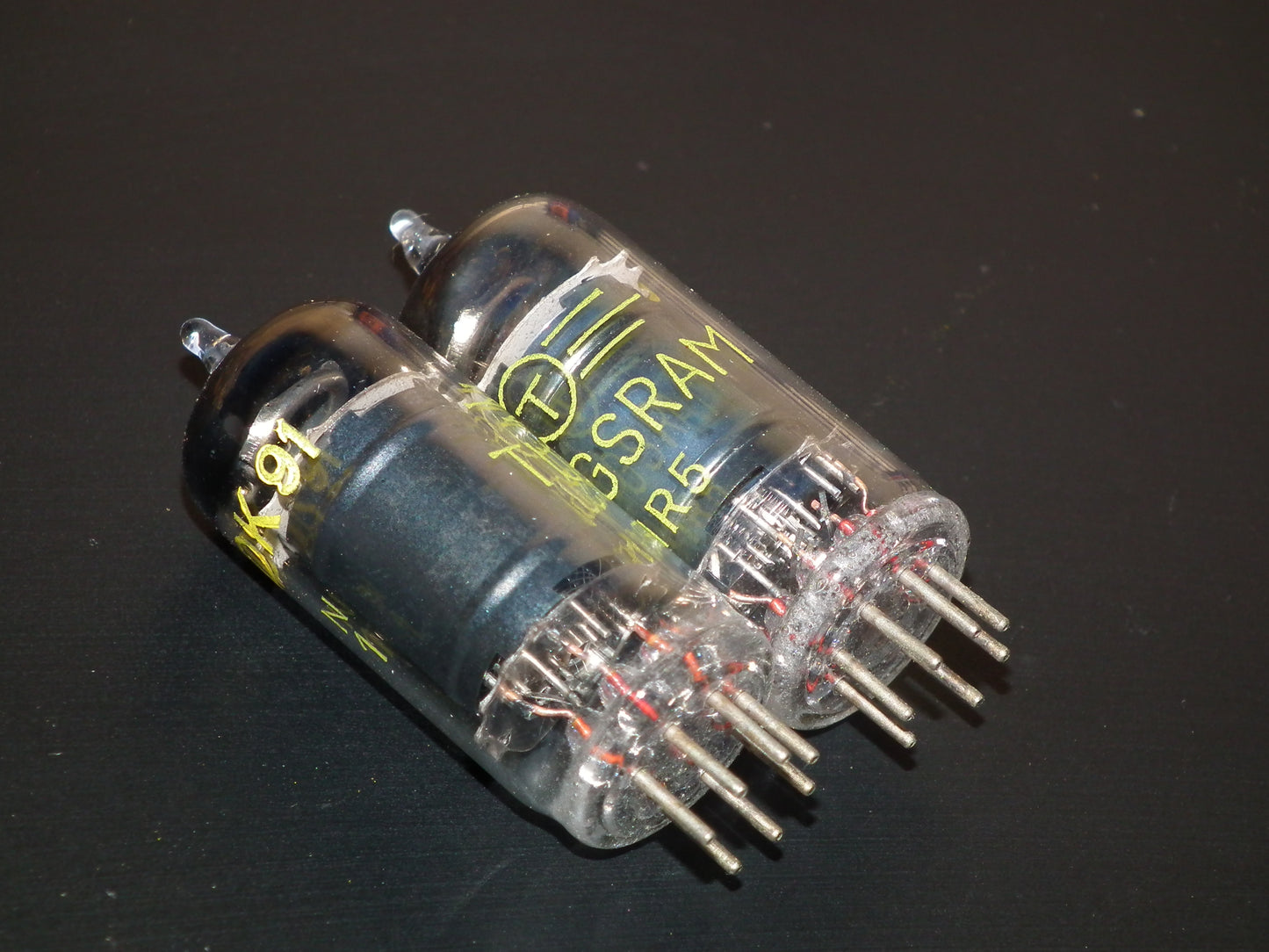 Platinum matched pair DK91 Tungsram 1R5 Black Anodes April 1957