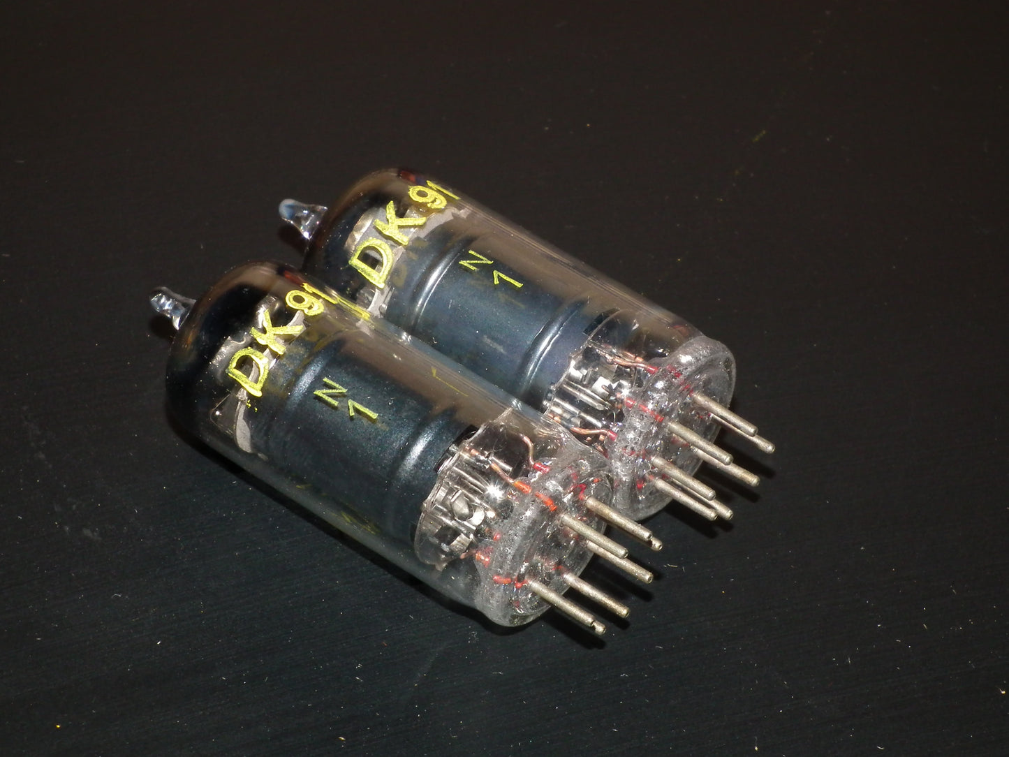 Platinum matched pair DK91 Tungsram 1R5 Black Anodes April 1957