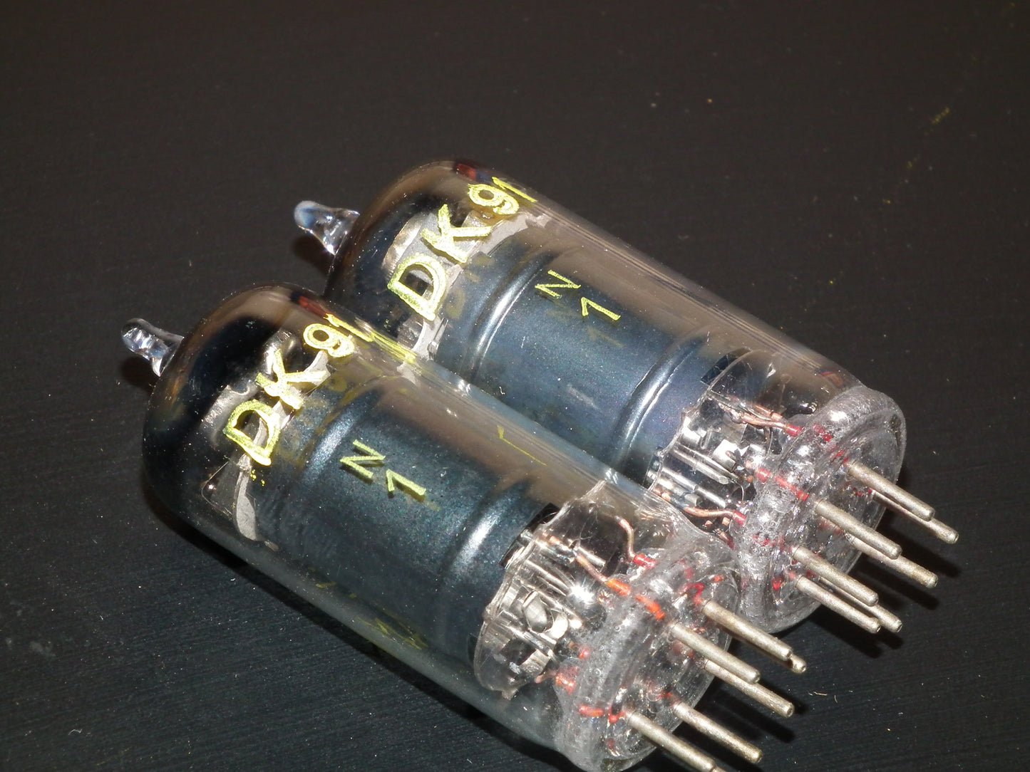 Platinum matched pair DK91 Tungsram 1R5 Black Anodes April 1957