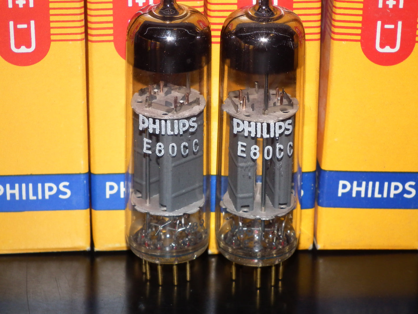 Philips E80CC 6085 Platinum Matched pair NOS NIB Heerlen 1960 Gold Pins