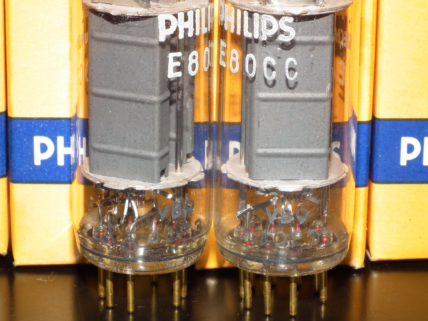 Philips E80CC 6085 Platinum Matched pair NOS NIB Heerlen 1960 Gold Pins