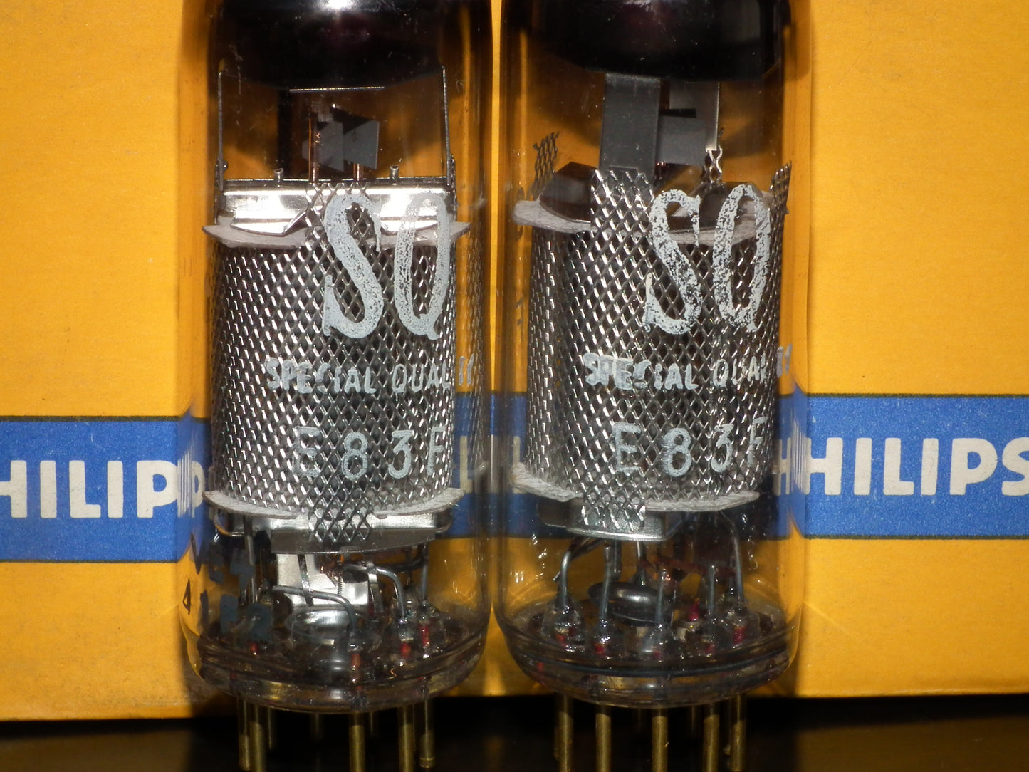 E83F Philips Matched Pair NOS NIB Heerlen 1961 Big round getter LOW Noise