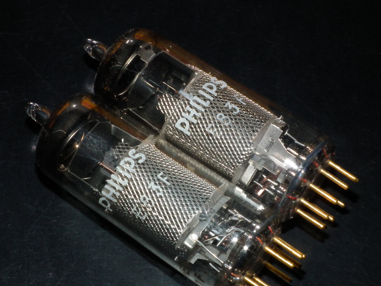 E83F Philips Matched Pair NOS NIB Heerlen 1961 Big round getter LOW Noise