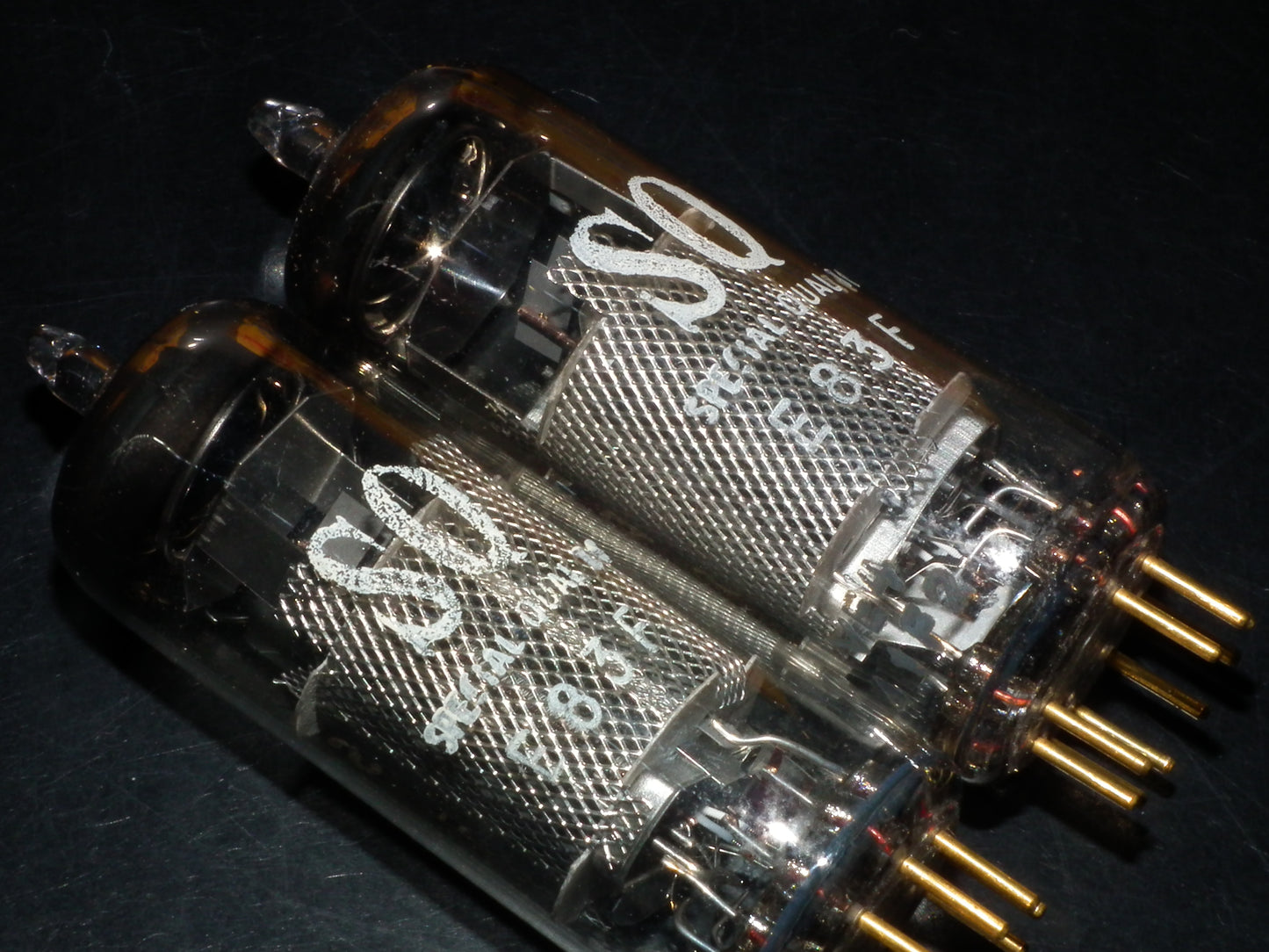 E83F Philips Matched Pair NOS NIB Heerlen 1961 Big round getter LOW Noise