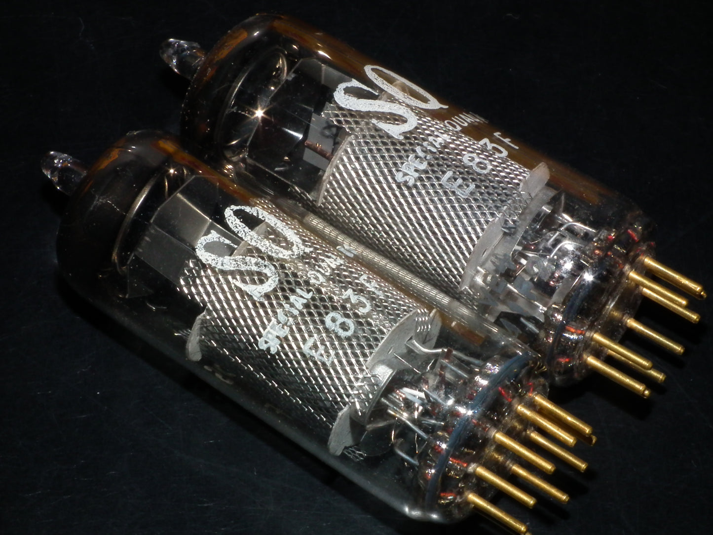 E83F Philips Matched Pair NOS NIB Heerlen 1961 Big round getter LOW Noise