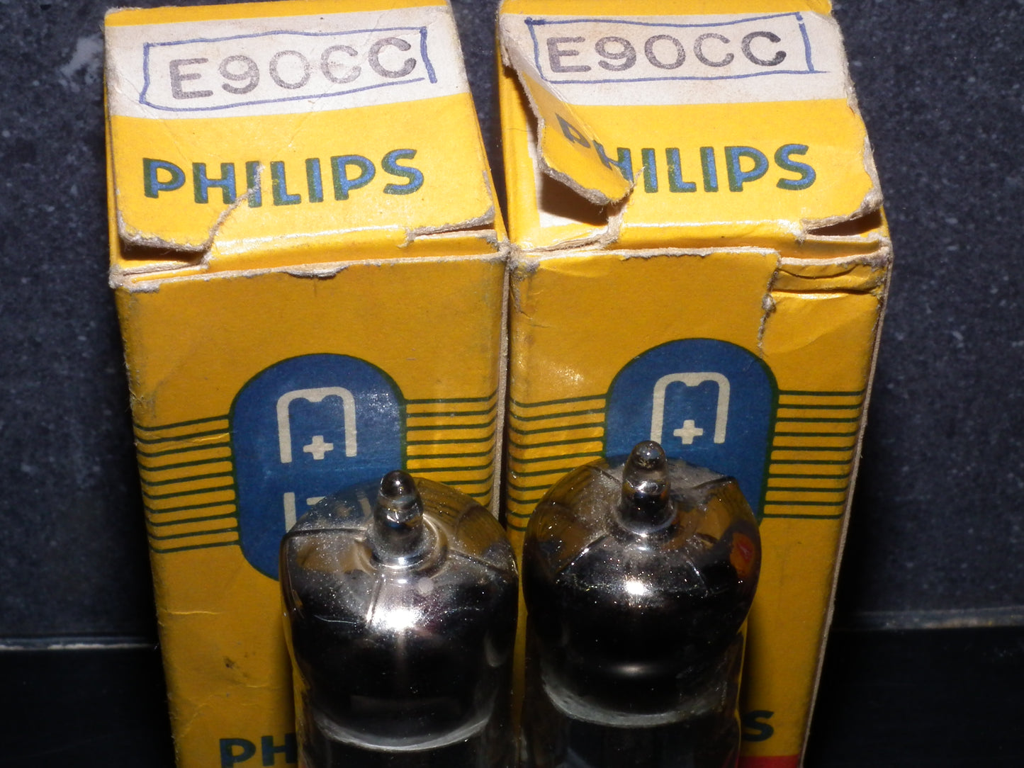 Matched Pair E90CC Philips NOS NIB Crossfoil D Getter Pinched Waist