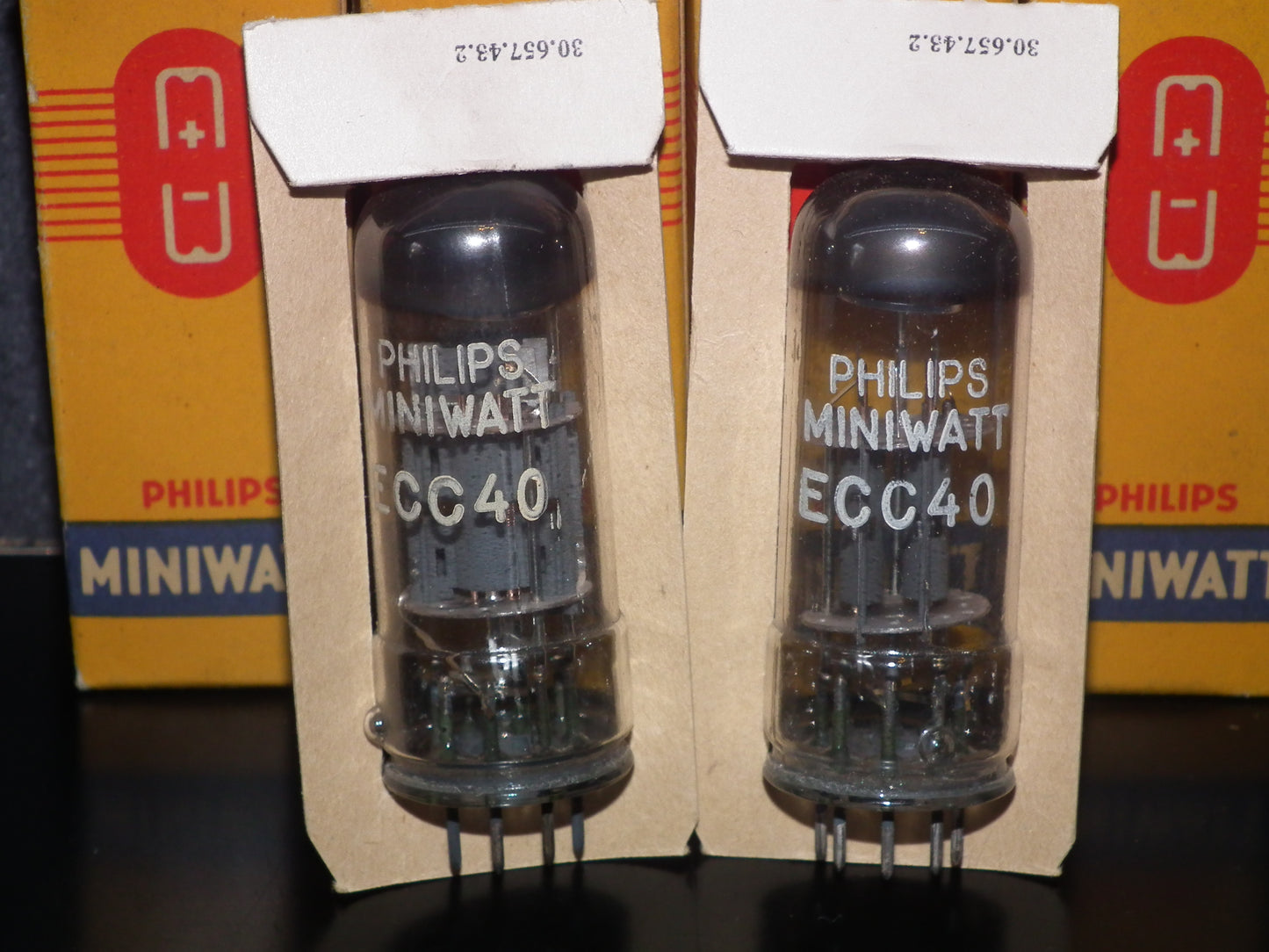 Platinum Matched Pair ECC40 Philips Miniwatt NOS NIB