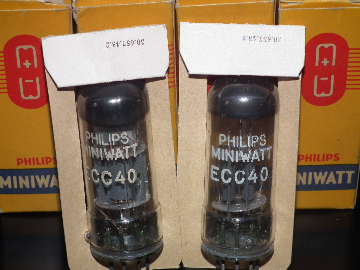 Platinum Matched Pair ECC40 Philips Miniwatt NOS NIB