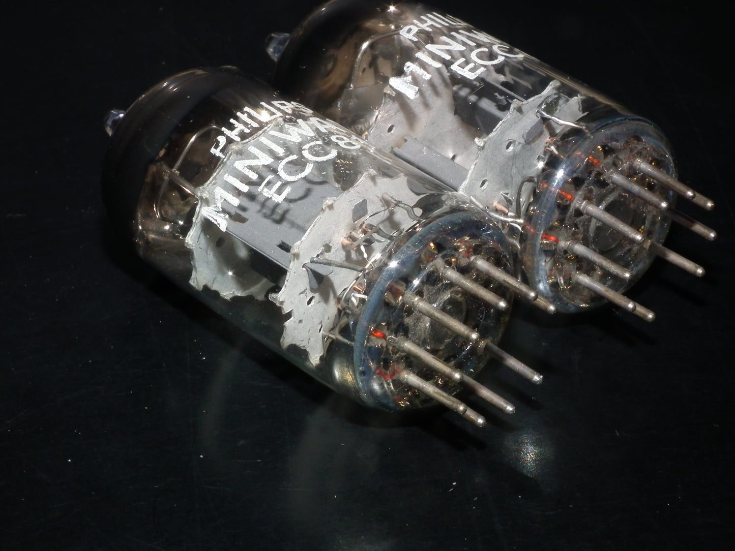 ECC81 12AT7 Philips Holland Flat Foil Crossbar D Getter Matched Pair Tk1