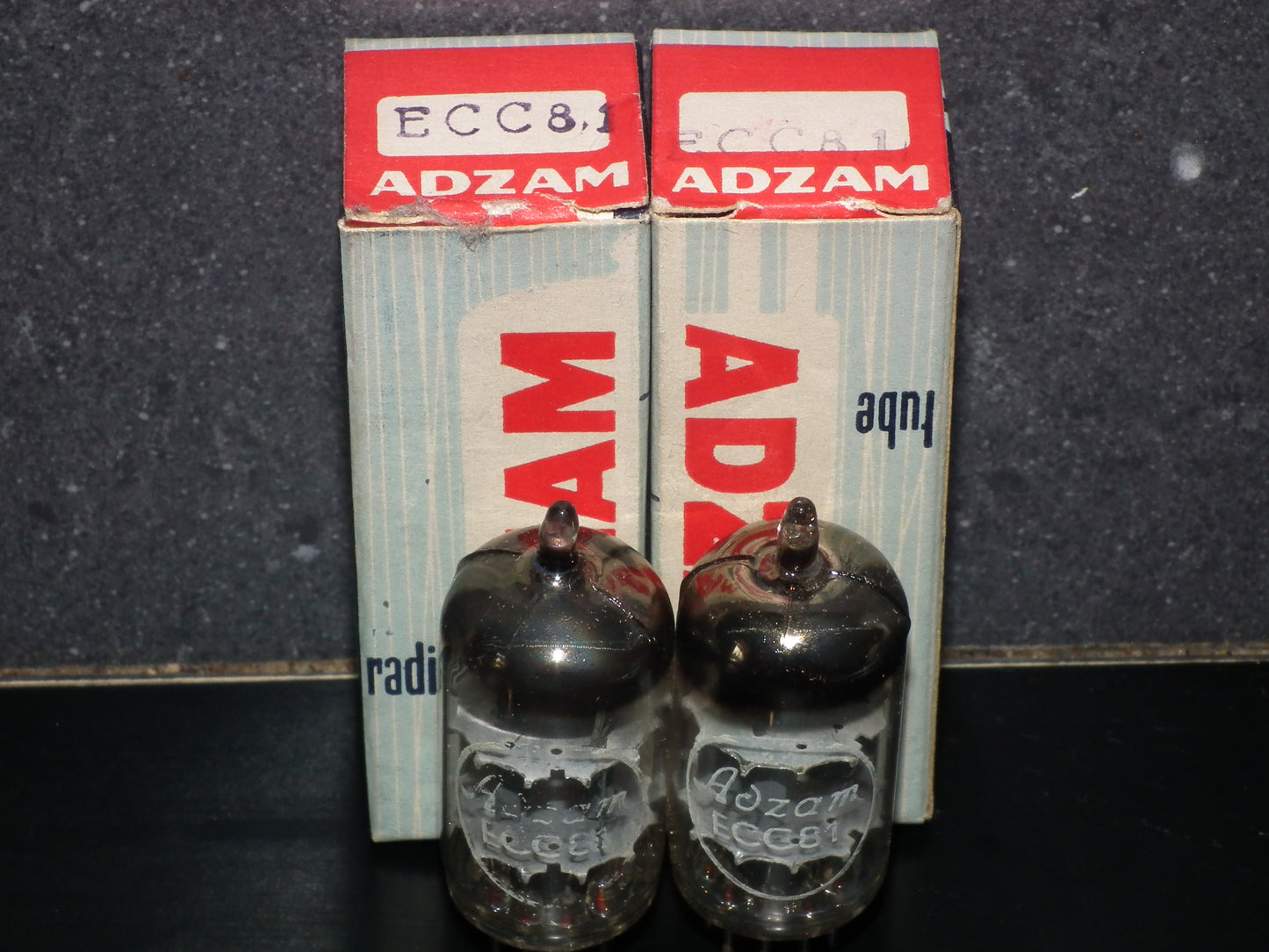 ECC81 12AT7 ADZAM Philips Holland Flat Foil Crossbar D Getter Matched Pair